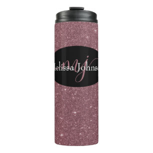 Elegante Rose Gold Buchstaben auf Schwarz Thermal Thermosbecher