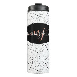 Elegante Rose Gold Buchstaben auf Schwarz Thermal Thermosbecher