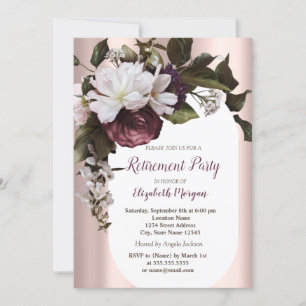 Elegante Rose Gold Burgund Blume Rente Einladung
