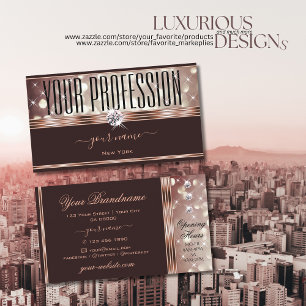 Elegante Rose Gold Burgundy Glitzer Stars Jewels Visitenkarte