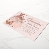 Elegante Rose Gold Butterfly Kleid Quinceanera Folieneinladung (Gedreht)