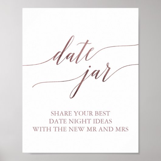 Elegante Rose Gold Calligrafy Date Jar Sign Poster (Vorne)