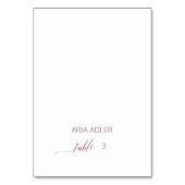 Elegante Rose Gold Calligrafy Escort Platzkarten Tischnummer (Vorderseite)