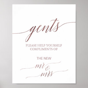 Elegante Rose Gold Calligrafy Gents Bad Sign Poster