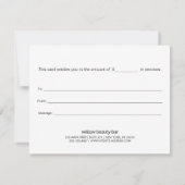 Elegante Rose Gold Calligrafy Gift Certificate (Rückseite)