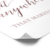 Elegante Rose Gold Calligrafy Sit Anywhere Signatu Poster (Ecke)