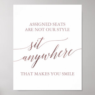 Elegante Rose Gold Calligrafy Sit Anywhere Signatu Poster