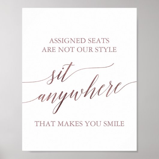 Elegante Rose Gold Calligrafy Sit Anywhere Signatu Poster (Vorne)