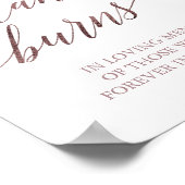 Elegante Rose Gold Calligraphie Diese Kerze bröcke Poster (Ecke)