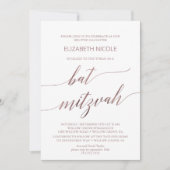 Elegante Rose Gold Calligraphy Bat Mitzvah Einladung (Vorderseite)