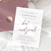 Elegante Rose Gold Calligraphy Bat Mitzvah Einladung