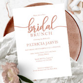 Elegante Rose Gold Calligraphy Bridal Brunch Einladung