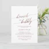 Elegante Rose Gold Calligraphy Brunch & Bubbly Einladung (Stehend Vorderseite)