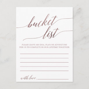 Elegante Rose Gold Calligraphy Bucket List Cards Postkarte