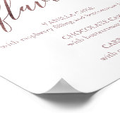 Elegante Rose Gold Calligraphy Cake Flavours Zeich Poster (Ecke)