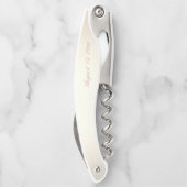 Elegante Rose Gold Calligraphy Champagne Wedding Kellnermesser (Rückseite)