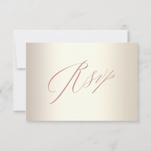 Elegante Rose Gold Calligraphy Champagne Wedding RSVP Karte (Rückseite)