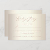 Elegante Rose Gold Calligraphy Champagne Wedding RSVP Karte (Vorne/Hinten)