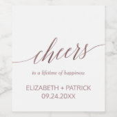 Elegante Rose Gold Calligraphy Cheers Weinetikette Weinetikett (Einzelnes Label)