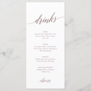 Elegante Rose Gold Calligraphy Drinks Menu Card Menükarte