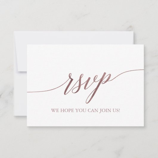 Elegante Rose Gold Calligraphy Einfache RSVP-Karte RSVP Karte (Vorderseite)