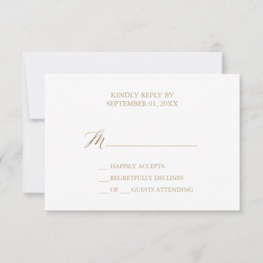 Elegante Rose Gold Calligraphy Einfache RSVP-Karte RSVP Karte (Rückseite)