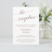 Elegante Rose Gold Calligraphy Empfang Card Begleitkarte (Stehend Vorderseite)