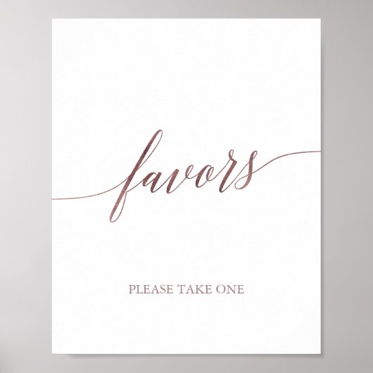 Elegante Rose Gold Calligraphy Favorits Poster (Vorne)