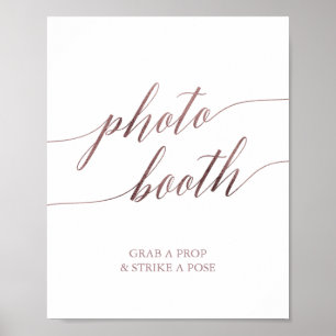 Elegante Rose Gold Calligraphy Foto Booth Sign Poster