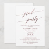 Elegante Rose Gold Calligraphy Graduation Party Einladung (Vorne/Hinten)