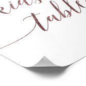 Elegante Rose Gold Calligraphy Kids Table Sign Poster (Ecke)