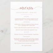 Elegante Rose Gold Calligraphy Menu Card (Vorderseite)