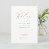 Elegante Rose Gold Calligraphy Metallic Wedding Einladung (Stehend Vorderseite)