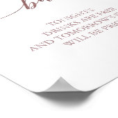 Elegante Rose Gold Calligraphy Open Bar Sign Poster (Ecke)