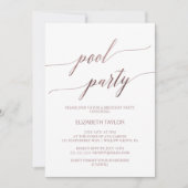 Elegante Rose Gold Calligraphy Pool Party Geburtst Einladung (Vorderseite)