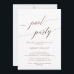 Elegante Rose Gold Calligraphy Pool Party Geburtst Einladung<br><div class="desc">Diese elegante Rose Gold Kalligraphie Pool Party Geburtstagskarte ist ideal für eine einfache Veranstaltung. Das rot-rosa Design besticht durch eine minimalistische Karte, die mit romantischen und skurrilen Imitaten Rose Goldfolie Typografie dekoriert ist. Bitte beachten Sie: Dieses Design enthält keine echte Goldfolie der Rose. Es ist eine qualitativ hochwertige Grafik, die...</div>