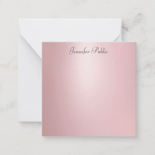 Elegante Rose Gold Calligraphy Script-Vorlage Mitteilungskarte (Vorderseite)