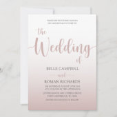 Elegante Rose Gold Calligraphy Script Wedding Einladung (Vorderseite)