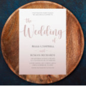 Elegante Rose Gold Calligraphy Script Wedding Einladung