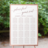 Elegante Rose Gold Calligraphy Seating Chart Poster