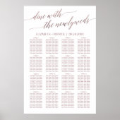 Elegante Rose Gold Calligraphy Seating Chart Poster (Vorne)
