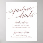 Elegante Rose Gold Calligraphy Signature Drinks Poster (Vorne)