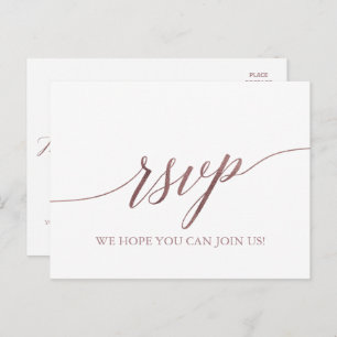 Elegante Rose Gold Calligraphy Song Request UAWG Einladungspostkarte