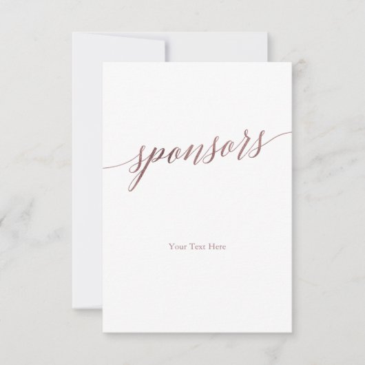 Elegante Rose Gold Calligraphy Sponsors unterzeich (Vorderseite)