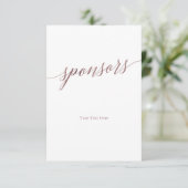 Elegante Rose Gold Calligraphy Sponsors unterzeich (Stehend Vorderseite)