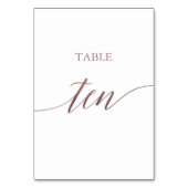 Elegante Rose Gold Calligraphy Table 10 Tischnummer (Rückseite)
