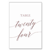 Elegante Rose Gold Calligraphy Table 24 Tischnummer (Rückseite)