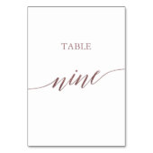 Elegante Rose Gold Calligraphy Table Nine Tischnummer (Rückseite)