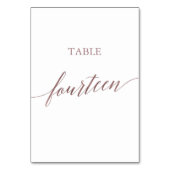 Elegante Rose Gold Calligraphy Table Vierzehn Tischnummer (Vorderseite)