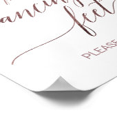 Elegante Rose Gold Calligraphy Tanzfeet Sign Poster (Ecke)